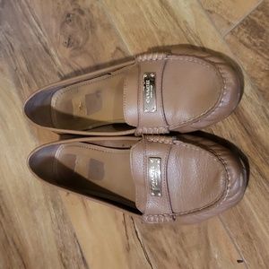 Authentic Coach genuine leather loafers slip on shoes moccasins tan brown US 8.5